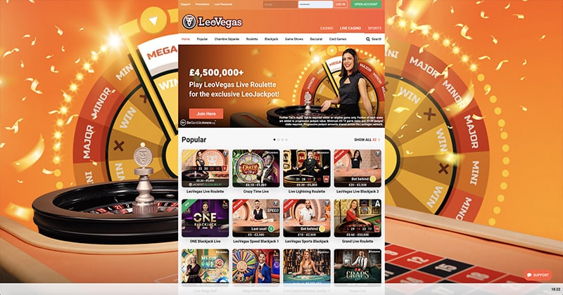 LeoVegas casino lobby on desktop and mobile